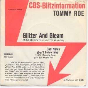   AND GLEAM 7 INCH (7 VINYL 45) GERMAN CBS 1975 TOMMY ROE Music