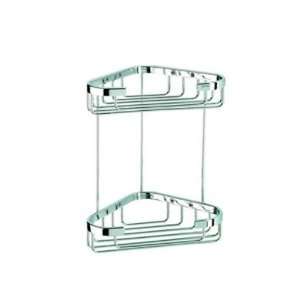   Double Corner Shower Basket with Visible Screws in Chrome Plated Brass
