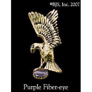  14k Yellow Gold, Purple set gemstone, Eagle Animal Jewelry, 14 k gold