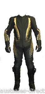 Matte Black Gold Leather Motorcycle Racing Suit 1pc  