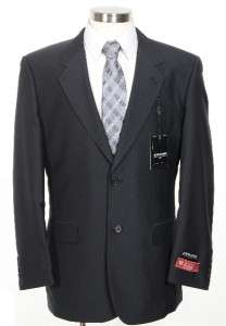 NWT NEW Black Pinstriped Armanno Uomo 42L 2pc Mens Suit  