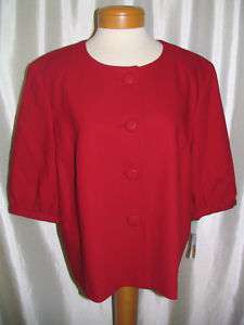 Talbots Woman Red Wool Short Sleeve Blazer Jacket 16W NWT $228  