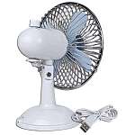 USB or Battery Powered Oscillating Stable Desktop Cooling Fan White 