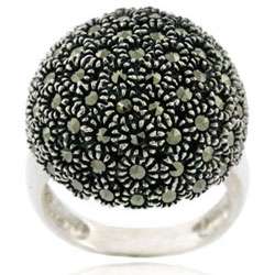 Sterling Silver Marcasite Dome Ring  Overstock