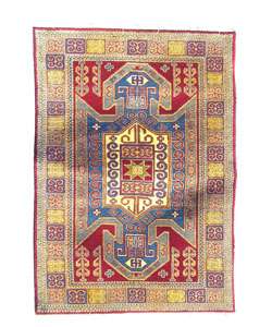 Indo Kazak Hand knotted Red/Gold Rug (5 x 7)  