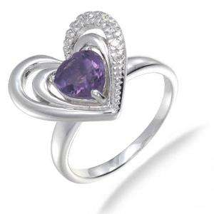 35 CT Heart Shape Natural Amethyst Ring In Sterling Silver In Sizes 