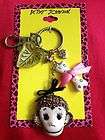 Betsey Johnson Goldtone Crystal Monkey Keychain Holder/Handbag Charm