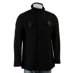 Cole Haan Mens Black Wool Blend Military Jacket  Overstock