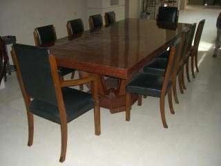 Set of 10 Leather Chairs & Art Deco Table c. 1920  