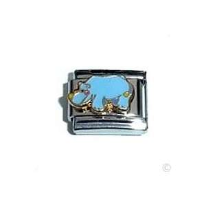 Hippo blue   italian Charms for Bracelet, Classic italy bracelet modul