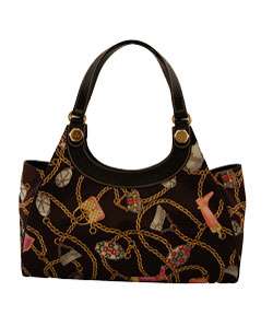 Gucci Silk and Leather Printed Satchel  Overstock