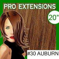 30 Auburn Clip on in Human Hair Pro Extensions 20  