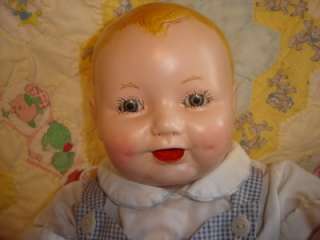   VINTAGE OLD 23 COMPOSITION CENTURY CHUCKLES LIFE SIZE BABY BOY DOLL