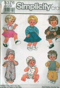 Vintage Simplicity Baby Doll Clothes Sewing Pattern  