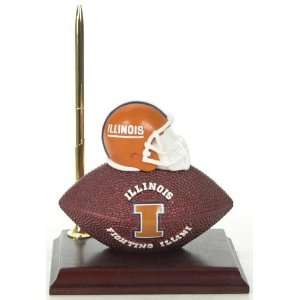 Illinois Fighting Illini Mascot Football Clock/Pen:  Sports 