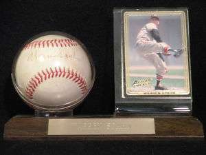 RA119 Warren Spahn Autographed Baseball &Display/ Cards  