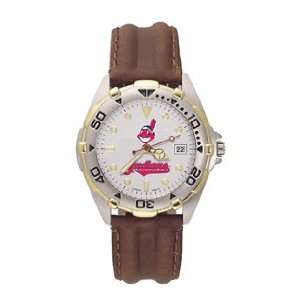   Indians MLB All Star Mens Leather Sports Watch