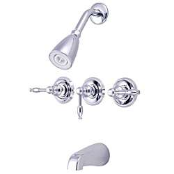 Triple Handle Chrome Tub and Shower Faucet  Overstock