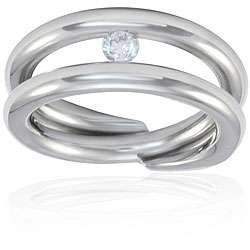 Stainless Steel Floating Cubic Zirconia Ring  Overstock