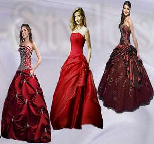 New 3 Styles Reds A Line Evening Ball Gowns Prom Dresses Size 6 8 10 
