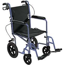   Blue Aluminum with Hand Brakes Transport Wheelchair  