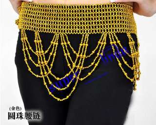 Belly Dance costume Hip Scarf Handmade Waist beads gold  