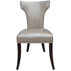 Continental Silver Leather Dining Chairs with Nail Head Trimming (Set 