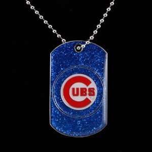  Chicago Cubs Ladies Glitter Dog Tag Necklace Sports 