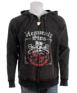 Heavenly Sins Mens Hoodie with Duo Color Skull Crest  