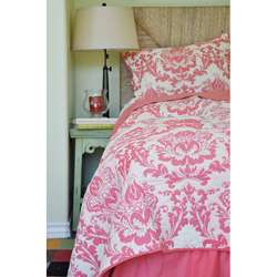 Damask Coral Twin Size 3 piece Quilt Set  Overstock