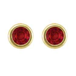 10k Gold January Birthstone Bezel set Garnet Designer Stud Earrings 