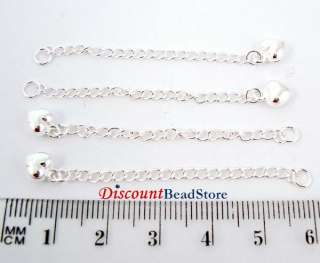 3x Sterling Silver Extension Chain extender w/ heart  