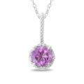 Sterling Silver Amethyst and Diamond Accent Necklace MSRP 
