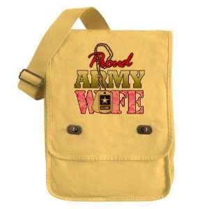    Messenger Field Bag Yellow Proud Army Wife: Everything Else
