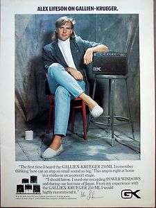 1986 Gallien Krueger amplifier Alex Lifeson vintage ad  