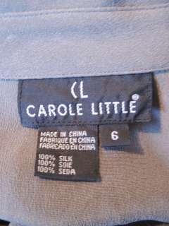 Carole Little Taupe Gray 100% Silk Crepe Military Bomber Button Front 