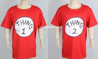 DR SEUSS CAT IN THE HAT THING 1 Or 2 Kids Red T shirt Shirt Costume 