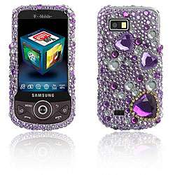 Premium Samsung Behold 2 T939 Purple Heart Rhinestone Case   