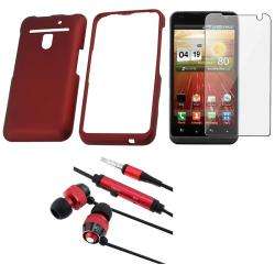 LG Revolution VS910 3 pc Red Case, Headset and Screen Protector 