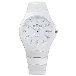   Denmark Womens Large White Ceramic Watch with Date  Overstock