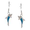 La Preciosa Sterling Silver Created Blue Opal Leaping Dolphin Earrings 