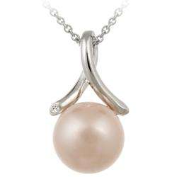 Sterling Silver Cubic Zirconia Pink Faux Pearl Necklace  Overstock 