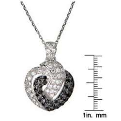   and Black Cubic Zirconia Double Heart Outline Necklace  Overstock