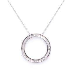 10k White Gold 1/4ct TDW Diamond Circle Necklace (J K, I2)   