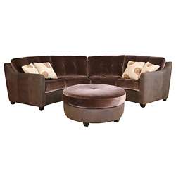 Zillah Dark Brown Velvet/ Suede Leather Sofa Set  