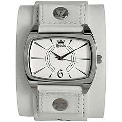 Avirex Mens Fashion White Leather Strap Watch  
