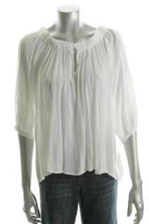 FAMOUS CATALOG Moda Peasant Pullover Shirt White Knit Sale Misses M 