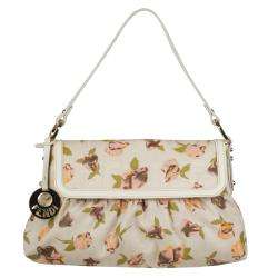 Fendi Floral Beige Canvas Shoulder Bag  
