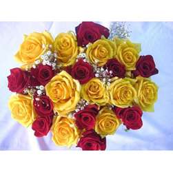 Bouquet of 24 Fresh Cut Red and Yellow Roses  