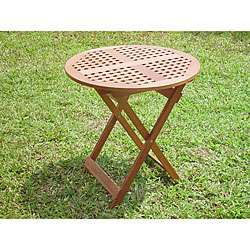   Hardwood 28 inch Round Checkerboard Folding Table  